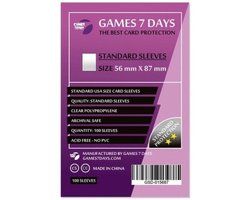Протектор для карт Games7Days 56 х 87 мм, Standard USA, 100 шт (STANDART) (GSD-015687)