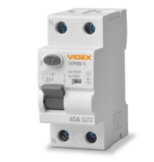Диференційне реле (ПЗВ) Videx RESIST АС 2п 30мА 10кА 40А (VF-RS10-DR2АС40)