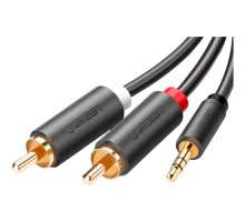 Кабель мультимедійний AUX 3.5mm TRS to RCAx2 M/M 1.5m AV102 Black Ugreen (10511)