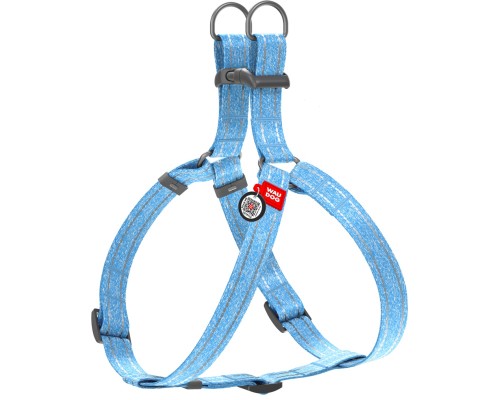Шлея для собак WAUDOG Re-cotton з QR-паспортом L блакитна (03332)