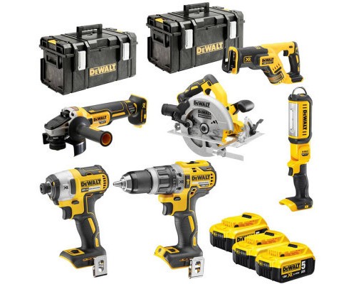 Набір електроіструментів DeWALT 6 од., 3*5Ah, 2 кейси TOUGH SYSTEM (DCK623P3)