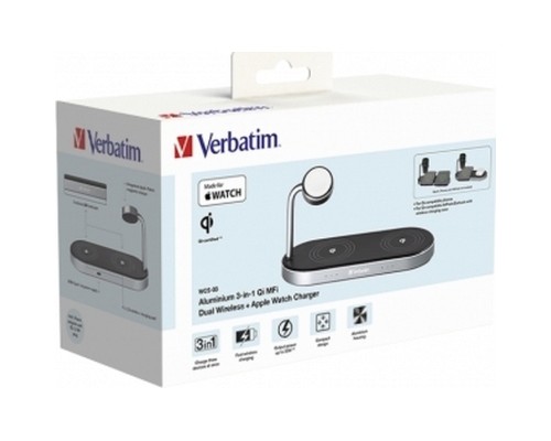 Зарядний пристрій Verbatim 3in1 Apple Watch and Dual iPhone Charging Stand (49557)