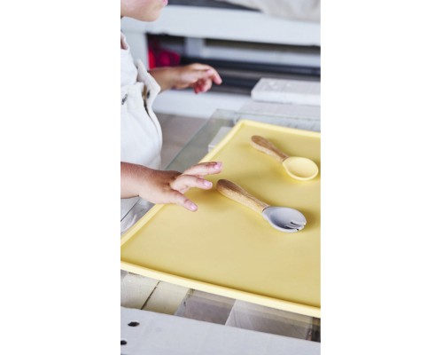 Набір дитячого посуду MinikOiOi Dig In - Powder Grey ложка та виделка силіконові (101060057)