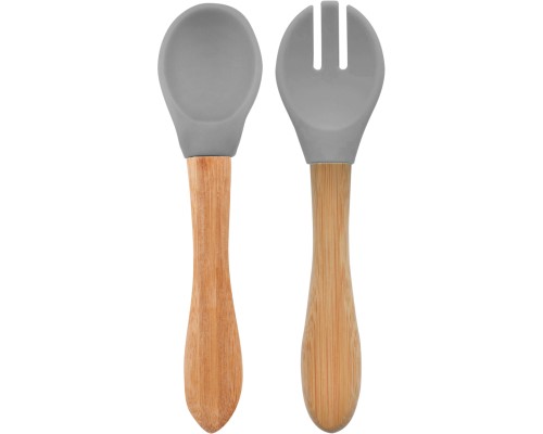 Набір дитячого посуду MinikOiOi Dig In - Powder Grey ложка та виделка силіконові (101060057)