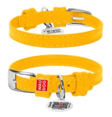 Нашийник для тварин WAUDOG Glamour з QR паспортом без прикрас Ш 25 мм Д 38-49 см жовтий (33048)