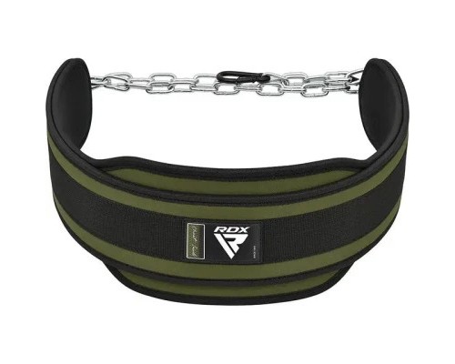 Обважнювач RDX Пояс з ланцюгом T7 Pro Dipping Belt 2 Layer неопреновий Army Green (WDB-T7AG)