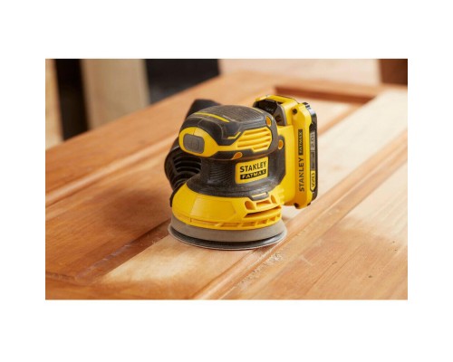 Шліфувальна машина Stanley ексцентрикова акумуляторна FatMax, безщіткова, Li-Ion 18В, 2Ah, 125 мм, 12000 об/хв (SFMCW220D1S)