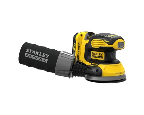 Шліфувальна машина Stanley ексцентрикова акумуляторна FatMax, безщіткова, Li-Ion 18В, 2Ah, 125 мм, 12000 об/хв (SFMCW220D1S)