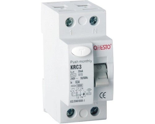 Диференційне реле (ПЗВ) ONESTO 1п+N 32А RCD 30mA, тип AC (KRC3) (1317.)