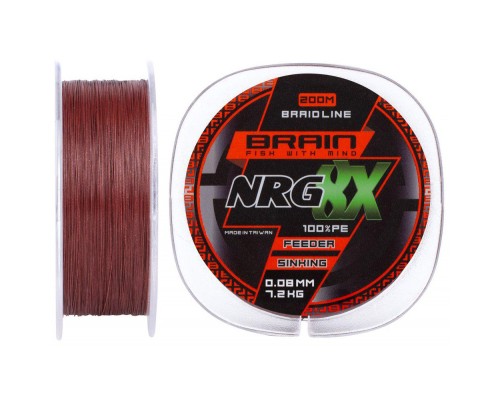 Шнур Brain NRG 8X sinking 200m 7.2kg brown 0.08mm (1858.20.87)