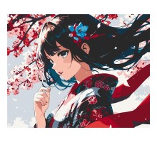 Картина по номерам ArtCraft Дівчина з сакурою 40х50 см (16107-AC)