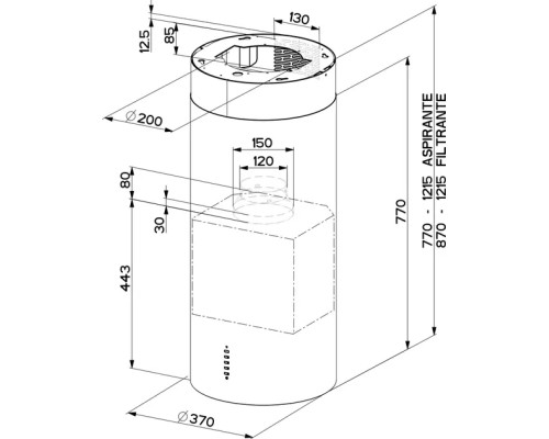 Витяжка кухонна Faber Cylindra Isola Ev8 X A37 Eln (110.0332.308)