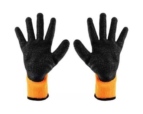 Захисні рукавиці Neo Tools латексне покриття, поліестер, р.8, помаранчево чорні (97-612-8)