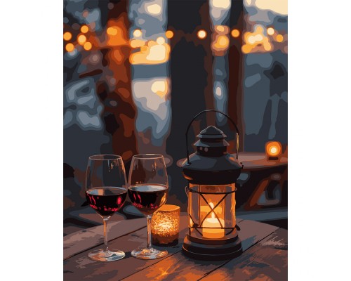 Картина по номерам Santi Романтика при світлі ліхтаря, 40*50см, LED (955090)