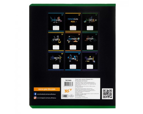 Зошит Yes предметний БІОЛОГІЯ Black 48 аркушів, клітинка (767445)