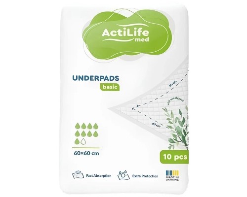 Пелюшки для малюків ActiLife Med Basic 60 х 60, 10 шт (4820174981419)