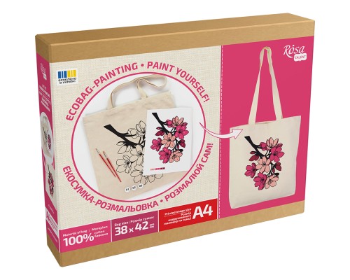 Набір для творчості Rosa Talent екосумка-розмальовка, Flowers, 38х42 см (4823098544623)