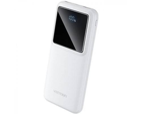 Батарея універсальна Vention 10000mAh 22.5W 3A PD, QC/3.0, LED Display, White (FHKW0)
