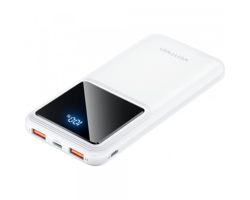 Батарея універсальна Vention 10000mAh 22.5W 3A PD, QC/3.0, LED Display, White (FHKW0)