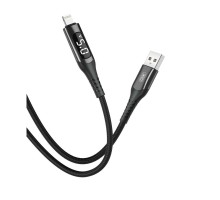 Дата кабель USB 2.0 AM to Lightning 1.0m 2.4A LED black XO (NB162-L-1-BK)