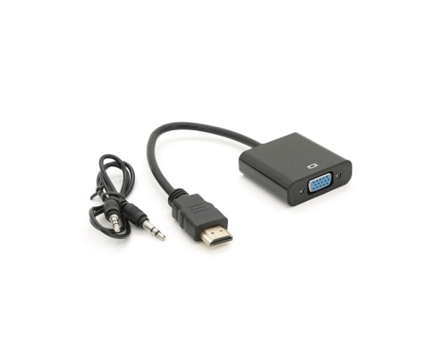 Перехідник HDMI M to VGA F + Audio 0.1m 4K/2K black Voltronic (YT-C-HDMI(M)/VGA(F)+AUX-B)
