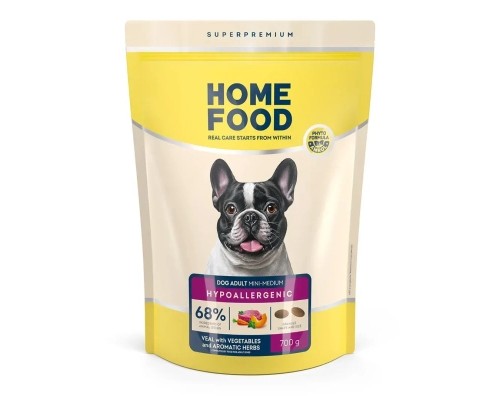 Сухий корм для собак Home Food ADULT MINI/MEDIUM Hypoallergenic з телятиною, овочами та духмяними травами 700 г (4820290090323)
