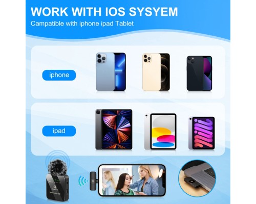 Мікрофон Puluz для iPhone/iPad 8-контактний приймач Black (PU645B)