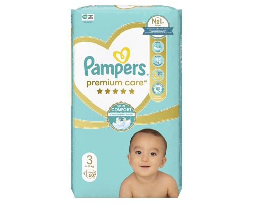 Підгузки Pampers Premium Care Midi Розмір 3 (6-10кг), 60 (4015400274780)