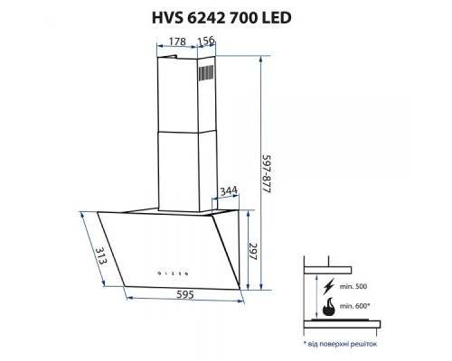 Витяжка кухонна Minola HVS 6242 IV 700 LED