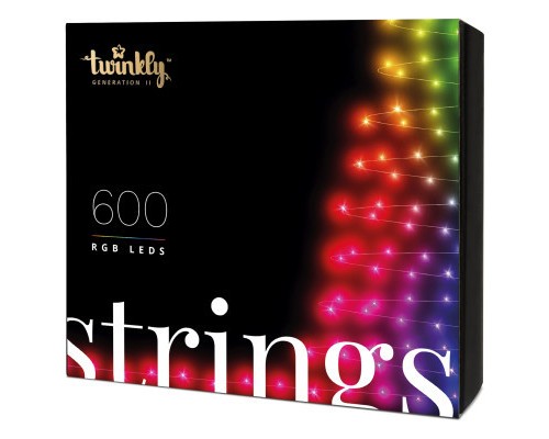 Гірлянда Twinkly Smart LED Strings RGB 600, BT+WiFi, Gen II, IP44 кабель чорн (TWS600STP-BEU)