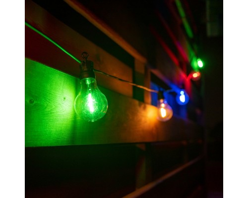 Гірлянда YES! Fun ретро LED вулична 10 ламп, 6 м, IP44, багатобарвна, 8 м (801173)