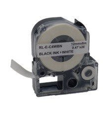 Стрічка для принтера етикеток UKRMARK RL-E-C4WBN-BK/WT, аналог LC4WBN. 12 мм х 8 м (900264)