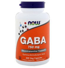 Амінокислота Now Foods GABA (Гамма-аміномасляна кислота) 750мг, 200 капсул (NOW-00129)