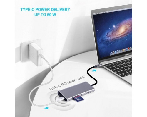 Концентратор Dynamode USB3.1 Type-C to HDMI, 3хUSB3.0, RJ45, USB Type-C Female, SD (Dock-USB-TypeC-HDMI-USB3.0-RJ45)