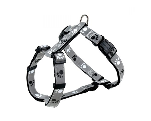 Шлея для собак Trixie Silver Reflect з лапами S-M 40-65 см/20 мм сіра (4011905122328)
