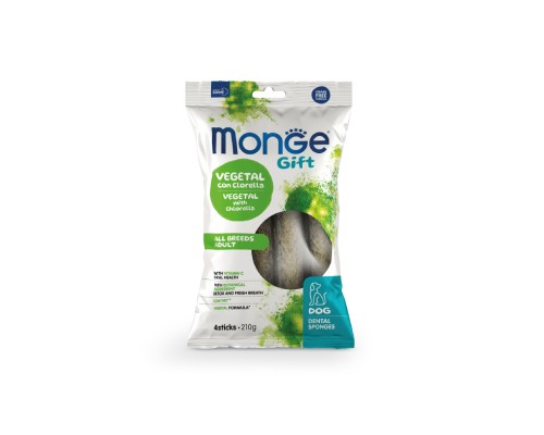 Ласощі для собак Monge Gift Dog Dental Star All breeds з хлорелою та перцевою м'ятою (веган) 210 г (8009470085656)