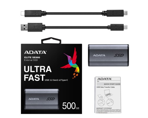 Накопичувач SSD USB 3.2 500GB ADATA (AELI-SE880-500GCGY)