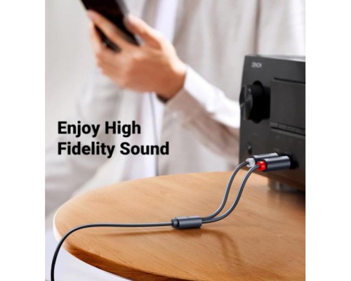 Кабель мультимедійний AUX 3.5mm TRS to RCAx2 M/M 1.0m AV102 Grey Ugreen (10588)