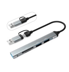 Концентратор Dynamode 5-in-1 USB Type-C/Type-A to 1хUSB3.0, 2xUSB 2.0, card-reader SD/MicroSD (DM-UH-514)