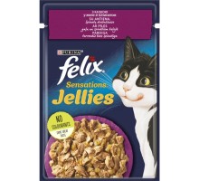 Вологий корм для кішок Purina Felix Sensations Jellies з качкою та шпинатом у желе 85 г (7613039831281)