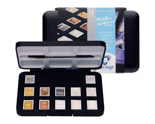 Акварельні фарби Royal Talens Van Gogh Pocket box Specialty 12 кольорів у кюветах, пензлик (8712079422790)