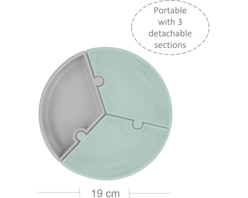 Тарілка дитяча MinikOiOi Puzzle секційна - River Green / Powder Grey (101050055)