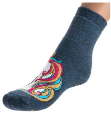 Шкарпетки дитячі Bross махрові з єдинорогом (9620-6-blue)