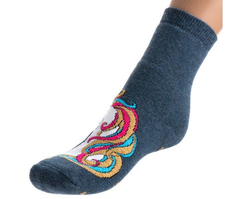 Шкарпетки дитячі Bross махрові з єдинорогом (9620-6-blue)