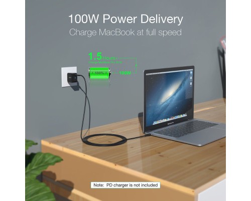 Дата кабель USB-С to USB-С 2.0m 100W 4K60Hz USB3.1 GEN2 Choetech (XCC-1007-V2-BK)