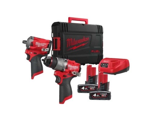 Набір електроіструментів Milwaukee M12FPP2H2-402X, M12FPD2, M12 2x4Ah, HD кейс (4933492512)