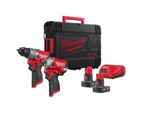 Набір електроіструментів Milwaukee M12FPP2H2-402X, M12FPD2, M12 2x4Ah, HD кейс (4933492512)