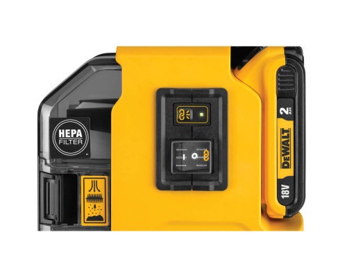 Пилосос будівельний DeWALT 18В XR Li-Ion, HEPA Filter, 1.65 кг, 2Ah (DWH161D1)