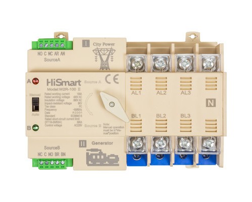 Автоматичний вимикач HiSmart W2R-4P 220V 100A (HS082505)