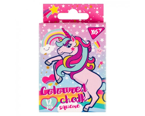 Крейда Yes кольорова квадратна 10х10 12 шт 6 кол Unicorn (400394)